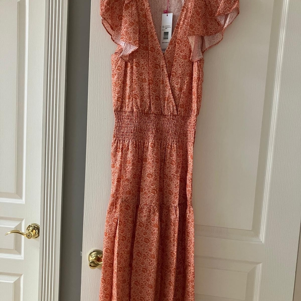 Elegant Orange Floral Dress